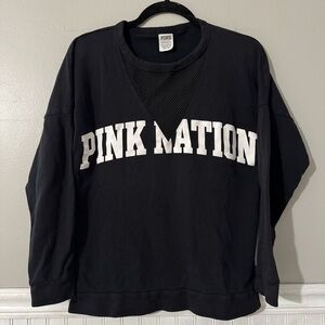 Victoria’s Secret Pink Pink Nation Black Sweatshirt with Mesh Detail Size XS